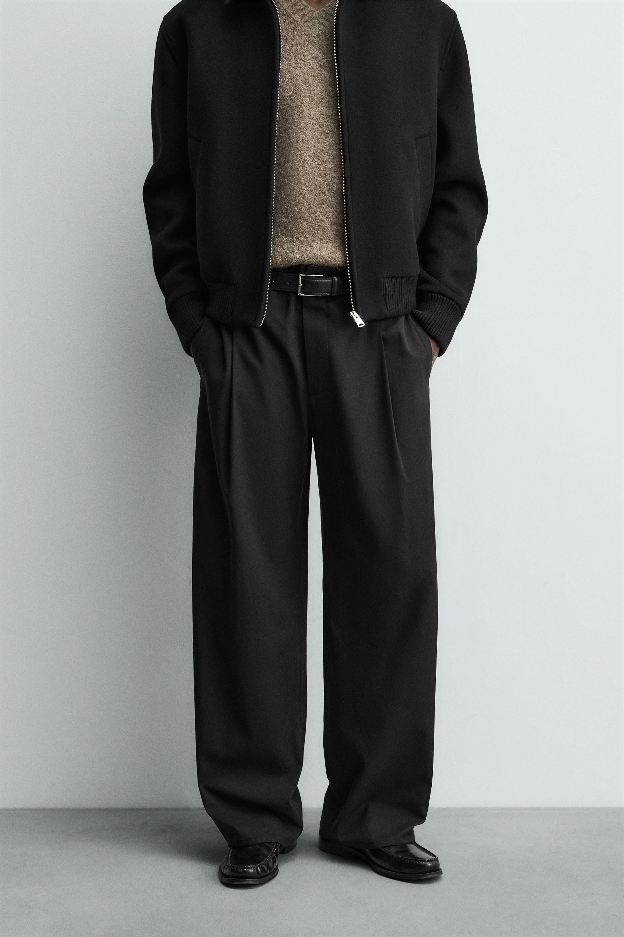 COTTON - VISCOSE PLEATED PANTS